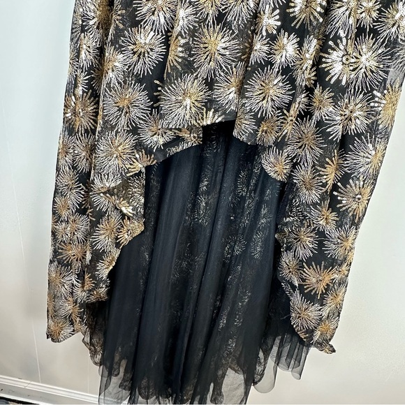 Zendaya Collection for Aqua Fireworks Dress Black Gold Sheer Hi-Low Size S - Picture 8 of 12